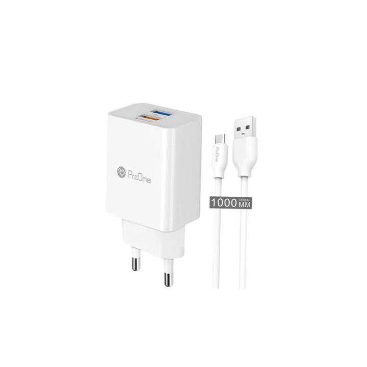 شارژر دیواری پرووان با کابل میکرو مدل PWC520 ProOne PWC520 Wall Charger With MicroUSB Cable